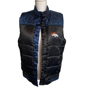NFL Denver Broncos Puffer Vest Black Blue Size XL Football